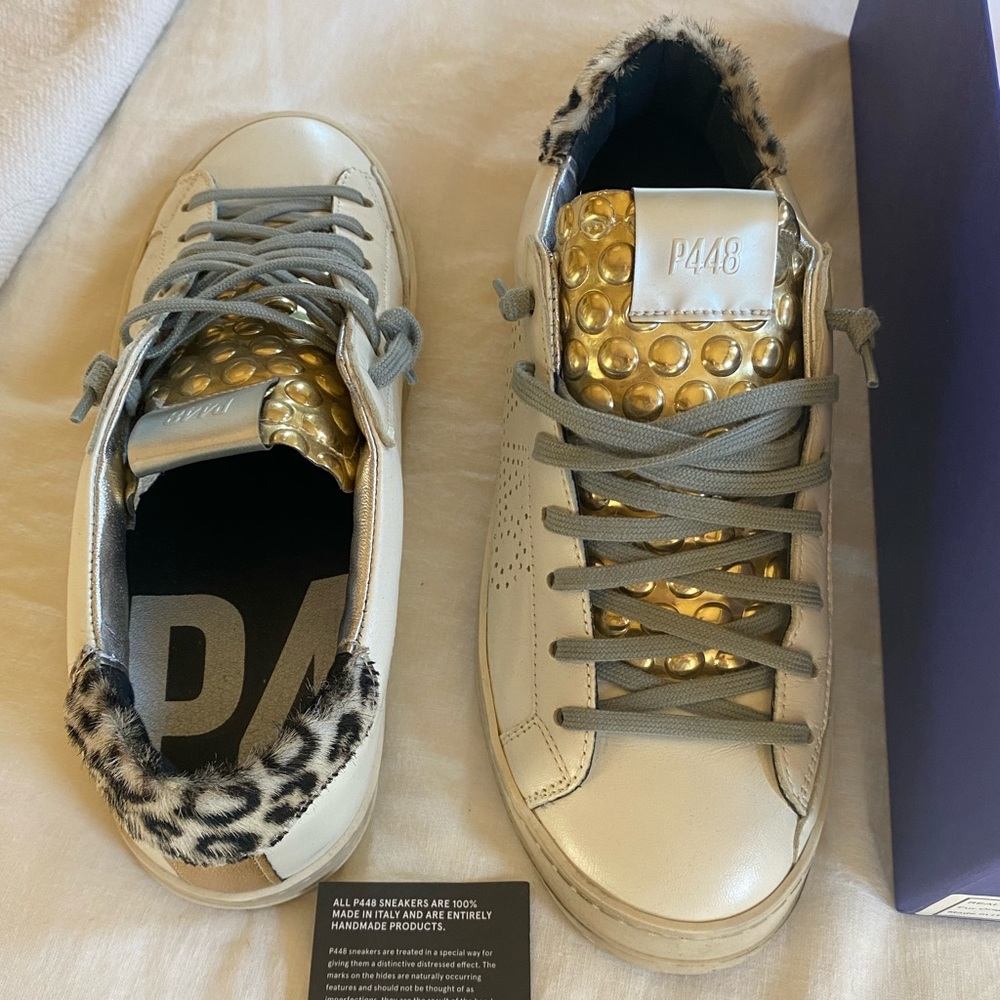 P448 John Pearl Bubble Gold with Leopard Pony Hair
